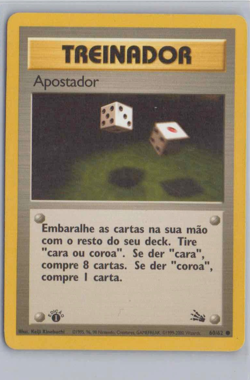 1999 Pokemon Fossil Set 1st Edition Gambler Trainer 60/62 Common Portuguese - Image 1