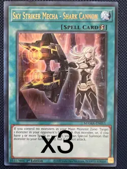 3X Yugioh Sky Striker Mecha - Shark Cannon MAMA-EN011 Ultra Rare 1st Edition NM - Image 1
