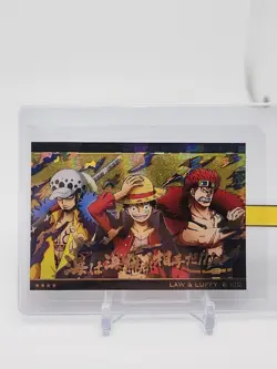 LUFFY LAW KID One Piece wafer holo card UNOPENED BANDAI very rare No.9-SEC1 - Image 1