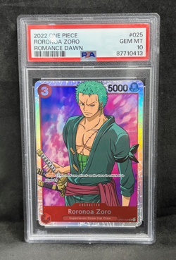 One Piece TCG OP-01 Romance Dawn Roronoa Zoro SR OP01-025 PSA 10 - Image 1