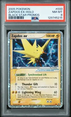 Pokemon Zapdos EX 033 Holo Black Star Promo Card 2005 TCG PSA 8 - Image 1