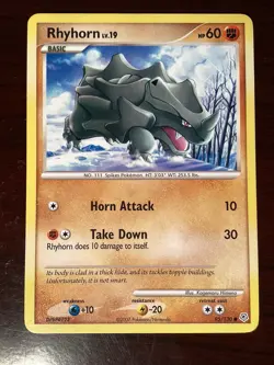 Pokemon Diamond & Pearl 95/130 Common Card - Rhyhorn - Image 1