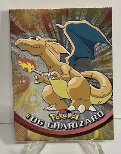 1999 Charizard #06 Pokemon Topps TV Animation Edition FOIL Black Label Card NM/M - Image 1