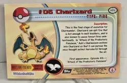 1999 Charizard #06 Pokemon Topps TV Animation Edition FOIL Black Label Card NM/M - Image 2