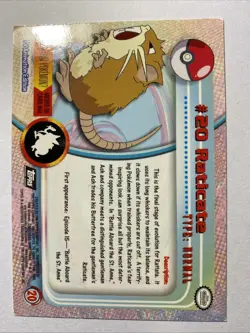 RATICATE #20 Pokemon Card TCG FOIL Topps TV Animation - Image 2
