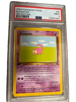Pokemon TCG Slowpoke 1st Edition Fossil Card 55/62, PSA 9 - Image 1