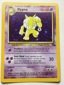 1999 Pokemon TCG Hypno 8/62 Fossil Set Holo Rare Card Vintage WOTC NEAR MINT - Image 1