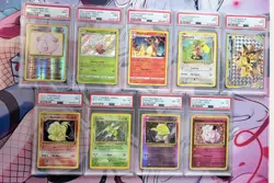 Pokemon TCG PSA Graded Cards Lot of 9 Charizard Ninetales, Various Cards - Image 1
