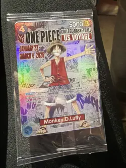 One Piece Monkey.D.Luffy US College Basketball Promo Card IN HAND - Image 1