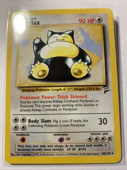 SNORLAX Pokemon TCG Trading Card - RARE - 30/130 Base Set 2 - Image 1