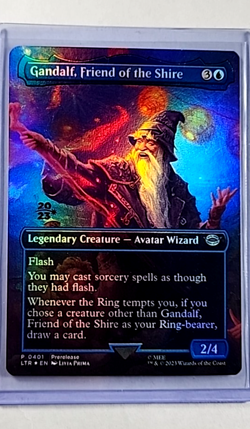 MTG Magic The Gathering LOTR Foil Prerelease Promo Gandalf Friend of the Shire - Image 1