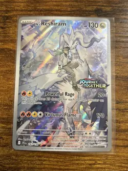 Pokemon TCG N's Reshiram 167/159 Journey Together Holo IR Stamped NM Card - Image 1