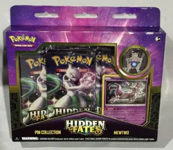 Pokemon Hidden Fates Mewtwo Pin Collection - All Mewtwo Pack Art - Sealed - Image 1
