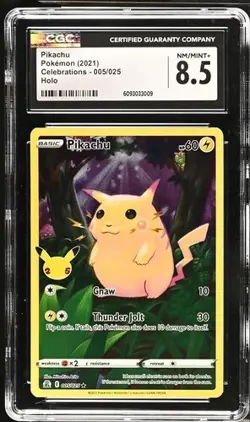 ⚡⚡⚡ CGC 8.5 Pikachu 2021 Pokemon Celebrations 005/025 Full Art Holo - Image 1