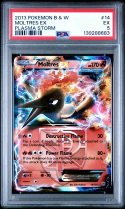 2013 POKEMON B&W PLASMA STORM #14 MOLTRES EX PSA 5 - Image 1