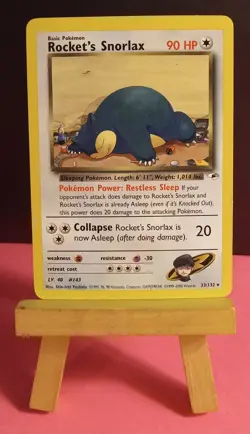 Pokemon TCG Rocket's Snorlax 33/132 Gym Heroes Regular Unlimited Rare LP - Image 3