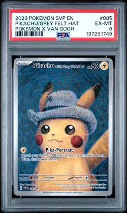 2023 POKEMON SVP EN-SV BLACK STAR PROMO #085 PIKACHU WITH GREY FELT HAT PSA 6 - Image 1