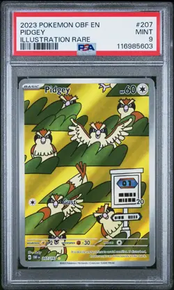 2023 POKEMON OBF EN-OBSIDIAN FLAMES ILLUSTRATION RARE #207 PIDGEY PSA 9 - Image 1