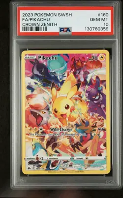 2023 POKEMON SWORD & SHIELD CROWN ZENITH #160 FULL ART/PIKACHU PSA 10 - Image 1