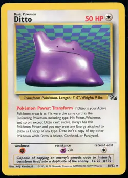 Pokemon TCG Ditto Fossil Set Non-Holo Rare #18/62 LP-MP - Image 1