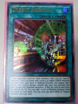 Yugioh Urgent Schedule LED4-EN037 Ultra Rare 1st Ed LP Lightly Played - Image 1