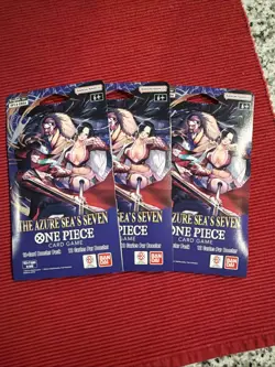 Lot Of 3 One Piece TCG The Azure Sea's Seven Sleeved Booster OP-14 EB04 English - Image 1