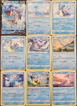 (9x) Lapras V Holo Pokemon Card Collection Set Deck Building Water - Image 1