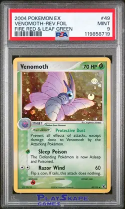 Pokemon Card PSA 9 Venomoth Reverse Holo 49/112 EX Fire Red Leaf Green Rare 2004 - Image 1