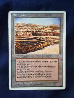 Magic the Gathering Strip Mine 4th Edition Colorless Uncommon Land Card -HP - Image 1