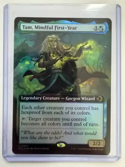 Tam, Mindful First-Year #0380 Foil Extended Art R MTG Lorwyn Eclipsed NM EN MTG - Image 1