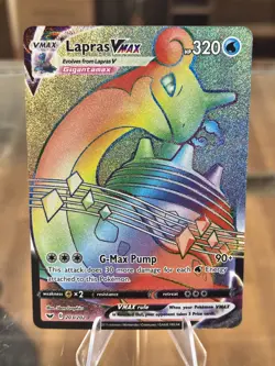 Pokemon TCG Sword & Shield Lapras VMAX 203/202 Secret Rare Rainbow Holo Card - Image 1
