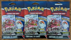 3 Packs Pokemon Trading Card Game each contains 25 Cards 1 Foil Unopened - Image 1