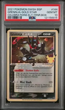 Pokemon TCG Greninja Gold Star Promo Swsh #144 PSA 10 2025 Cert FREE SHIPPING - Image 1