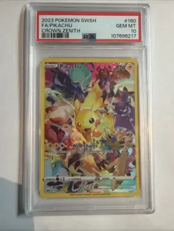 2023 POKEMON SWORD & SHIELD CROWN ZENITH #160 FULL ART/PIKACHU PSA 10 - Image 1