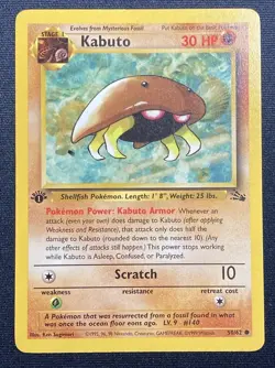 Kabuto 1999 Pokemon Fossil 1st Edition #50/62 Common Moderately Played - Image 1