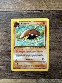 Pokemon TCG Kabuto Fossil 1st Edition WOTC Card 50/62 LP Condition - Image 1
