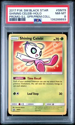 2017 POKEMON SHINING LEGENDS SUPER PREMIUM COLLECTION SHINING CELEBI-HOLO PSA 8 - Image 1