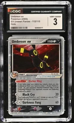 CGC 3 Umbreon ex 2005 EX Unseen Forces 112/115 Holo Pokemon Card - Image 1