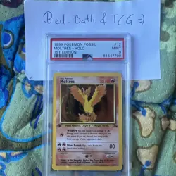 1999 Pokemon Fossil Moltres Holo 1st Edition #12/62 PSA 9 - Image 1