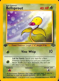 Pokemon Cards: Jungle 1st Edition Common: Bellsprout 49/64 MP - Image 1