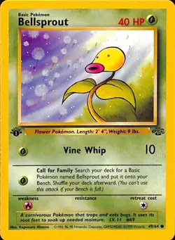Pokemon Cards: Jungle 1st Edition Common: Bellsprout 49/64 MP - Image 3