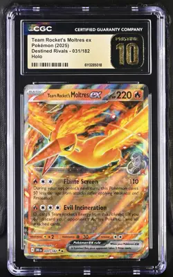 CGC 10 PRISTINE Team Rocket's Moltres ex 031/182 Destined Rivals Pokemon Card - Image 1