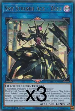 3X Yugioh Sky Striker Ace - Zeke MAMA-EN008 Ultra Rare 1st Edition NM - Image 1