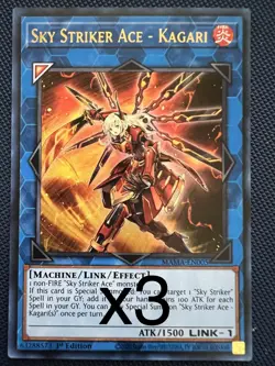 3X Yugioh Sky Striker Ace - Kagari MAMA-EN005 Ultra Rare 1st Edition NM - Image 1