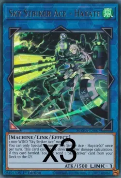 3X Yugioh Sky Striker Ace - Hayate MAMA-EN007 Ultra Rare 1st Edition NM - Image 1