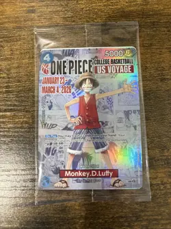 One Piece College Basketball US Voyage Luffy Card IN HAND - MINT - UNOPENED - Image 1