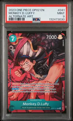 2023 MONKEY D. LUFFY One Piece OP02-041 Alt Art - Paramount War - PSA 9 - Image 3