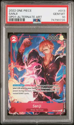 PSA 10 GEM MINT SANJI Alternate Art OP01-013 One Piece Romance PRE ERRATA 1st ED - Image 1