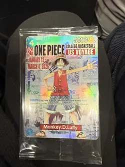 One Piece Monkey.D.Luffy US College Basketball Promo Card Rutgers SGA IN HAND - Image 1