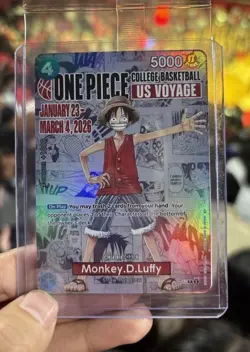 One Piece Monkey D. Luffy US Voyage College Basketball Card Rutgers 1/23 IN HAND - Image 1